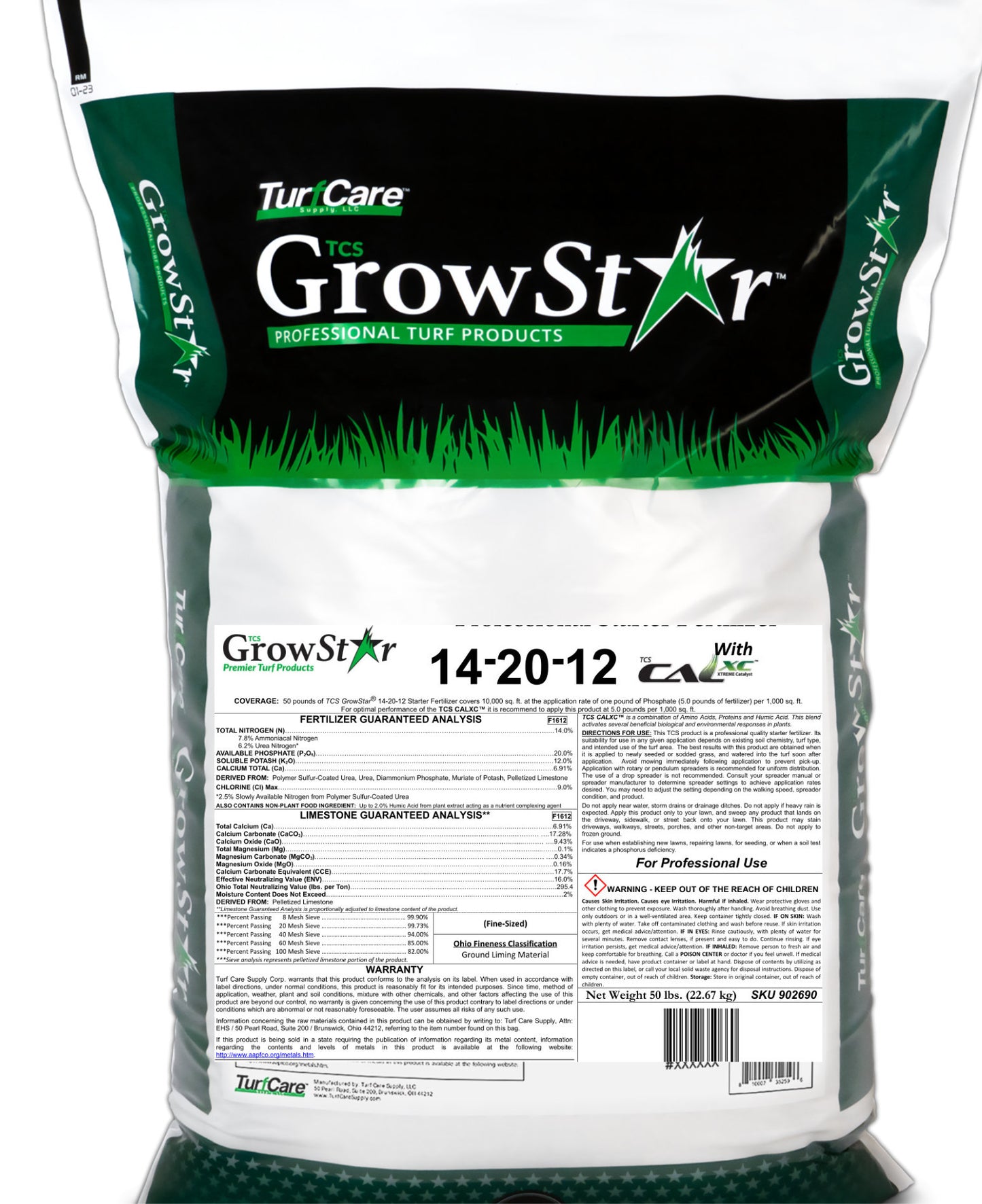 Turf Care 14-20-12 20%XCU with Cal-Star Starter Fertilizer 50lb.