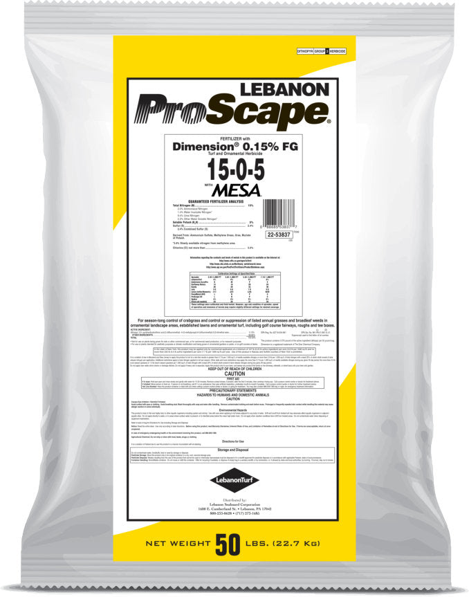 Lebanon ProScape 15-0-5 40% MESA .15% Dimension