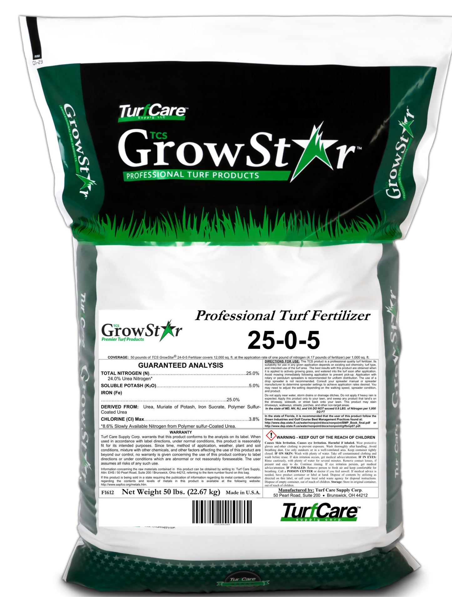 Turf Care 25-0-5 50%XCU 5%Iron Turf Fertilizer
