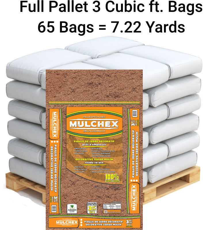 Natural Cedar Mulch Full Pallet 65 bags x 3 cubic ft (7.22 yards)