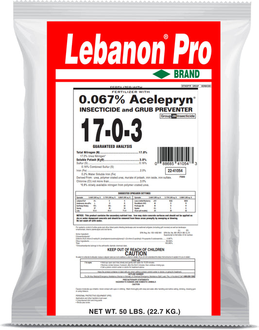 Lebanon Pro 17-0-3 40%PCU 3% Iron .067 Acelepryn
