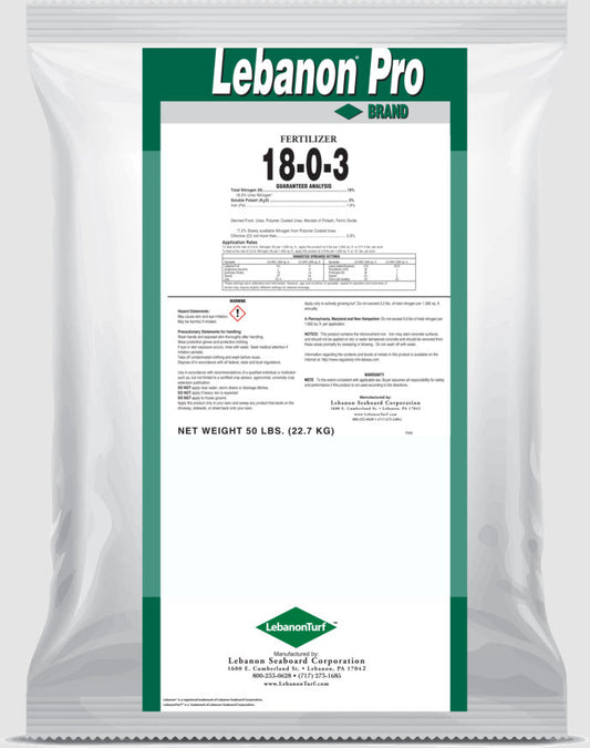 Lebanon Pro 18-0-3 40% PCU 1% Fe