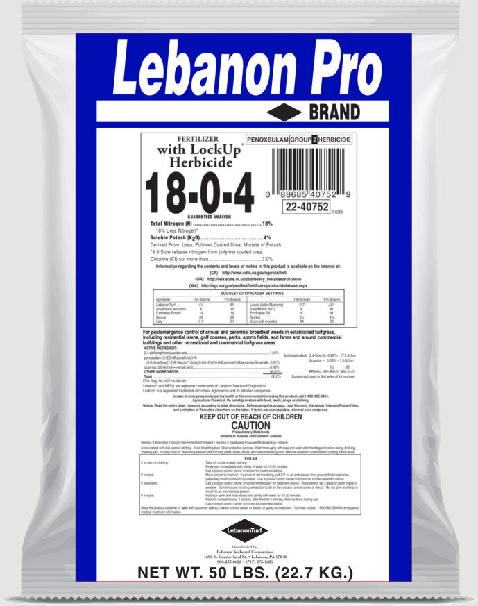 Lebanon Pro 18-0-4 25% PCU LockUp
