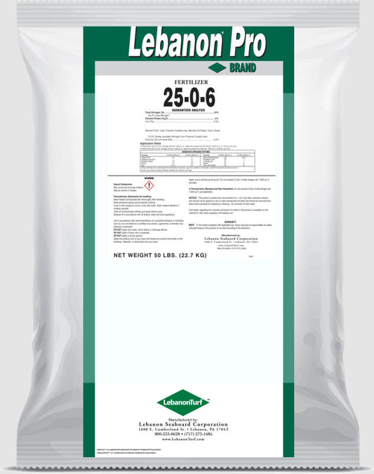 Lebanon Pro 25-0-6 50% PCU 5% Fe