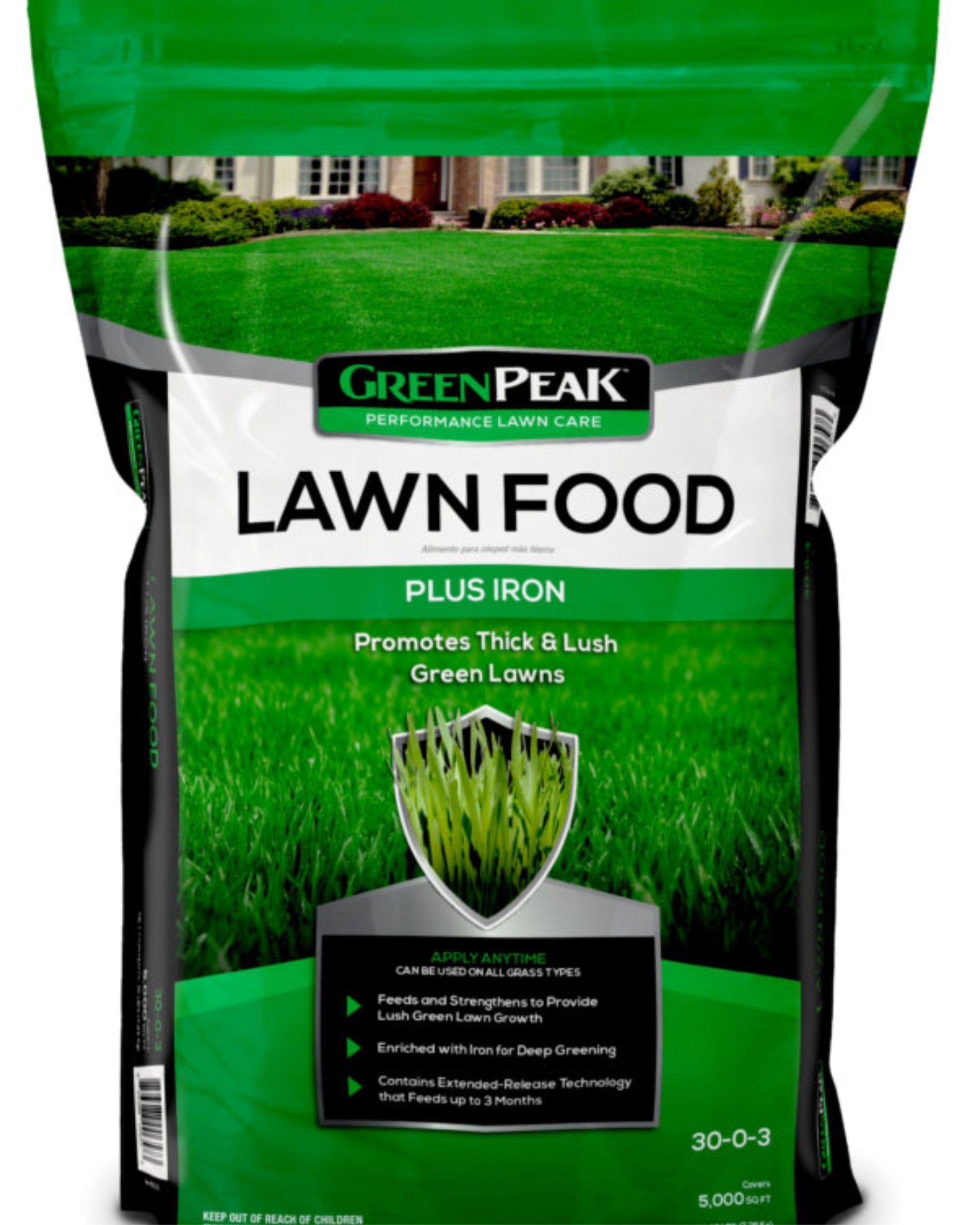 GreenPeak 30-0-3 Lawn Food Plus Iron 16 Lbs 5,000 sq ft