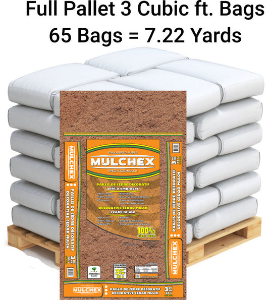 Natural Cedar Mulch Full Pallet 65 bags x 3 cubic ft (7.22 yards)